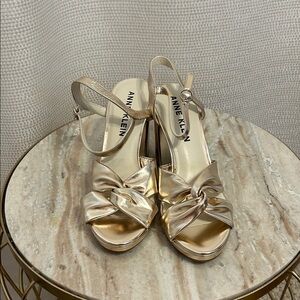 Anne Klein Gold Knot Heels